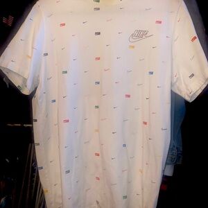 Nike Men's White T-Shirt with Multicolor Accents